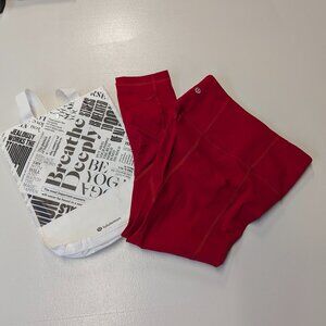 Lululemon Pace Rival High-Rise Crop 22" Dark Red (First Release) Sz 2 *Free Tote